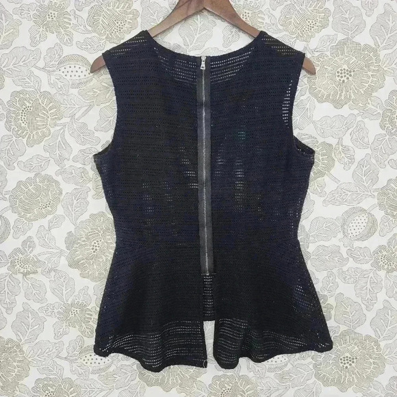 BCBGMaxAzria Lace black Tank top Back Full Zip Women's L - Picture 2 of 8